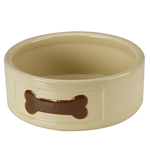 Petface Bone Ceramic Dog Bowl, 20 cm, Cream/Terra