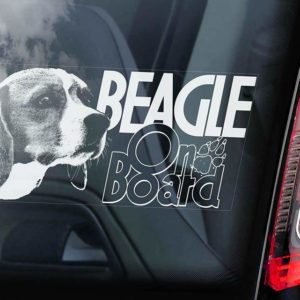 Beagle - Car Window Sticker - Dog Sign - Internal Reverse Printed - V02