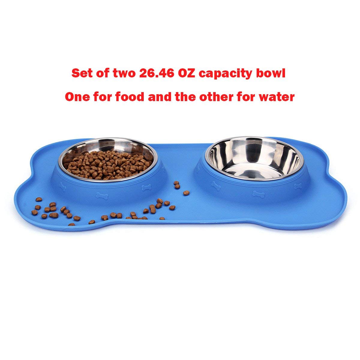 Hubulk 2 Stainless Steel Pet Dog Bowls with No Spill Non-Skid