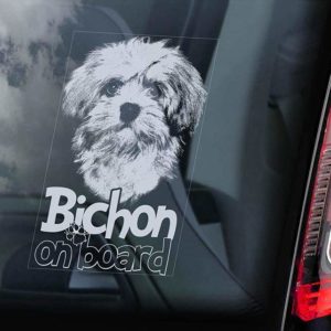 Bichon on Board - Car Window Sticker - Dog Sign Decal - External Printed -V01