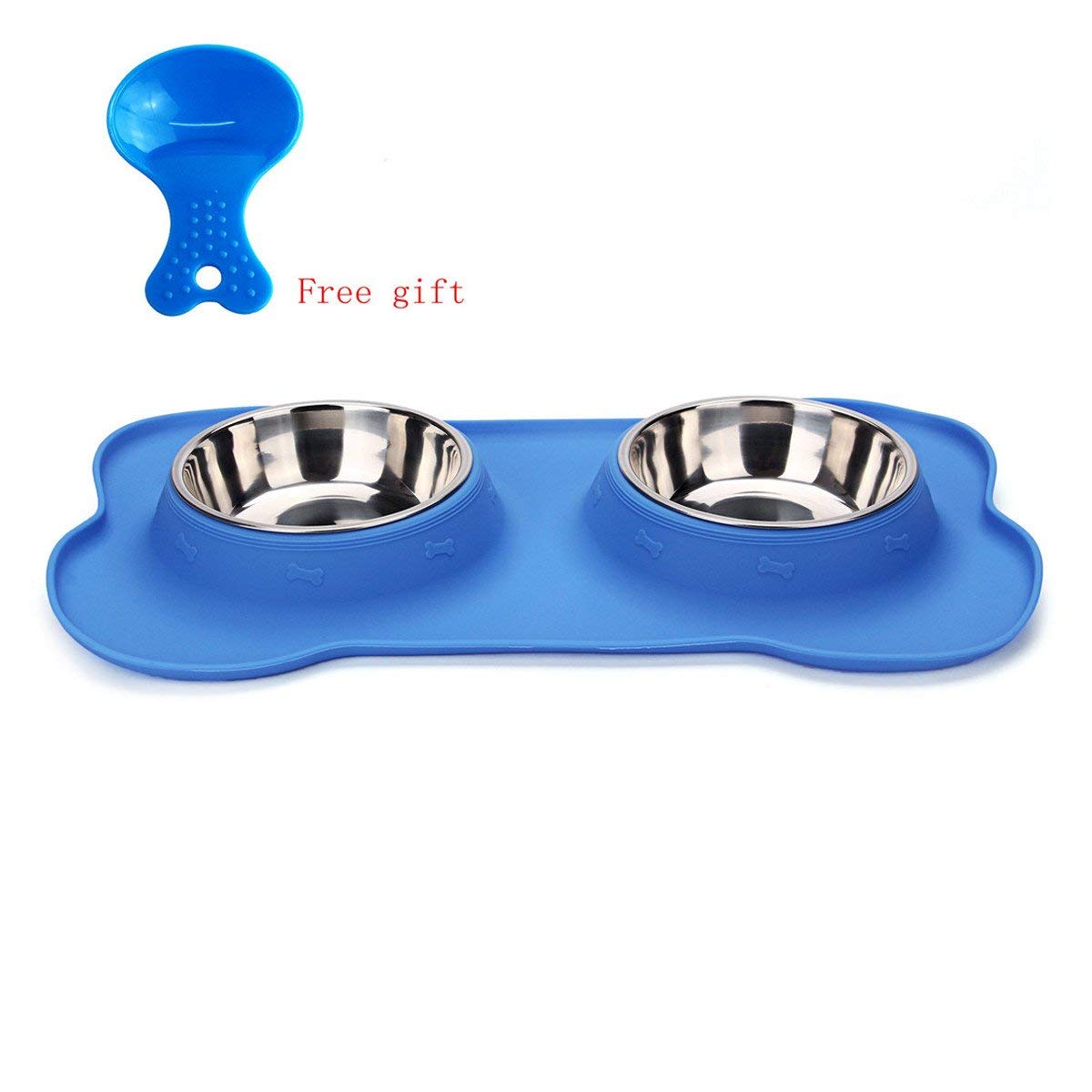 Hubulk 2 Stainless Steel Pet Dog Bowls with No Spill Non-Skid Silicone Mat  Pet Food Scoo (Large, Blue) (Copy) - So Pawtastic