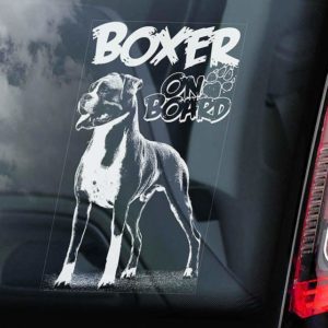 Boxer Dog - Car Window Sticker - Dog Sign - Internal Reverse Printed - V02
