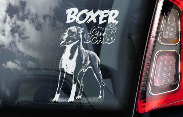 Boxer Dog - Car Window Sticker - Dog Sign - Internal Reverse Printed - V02