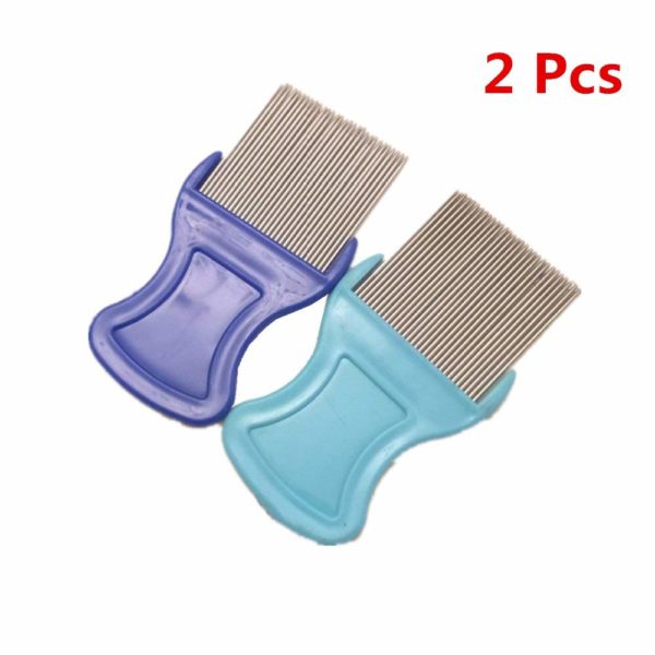 ECOSWAY 2 Pcs Plastic Handle Stainless Steel Teeth Clean Pet Hair Combs,Cat Dog Remover Gently Tear Stain Brush,Single Row Teeth Massage Pet Comb,Animal Hair Removal Beauty Products