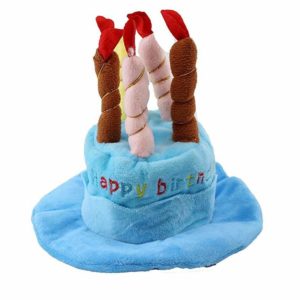 Kaisir Dog Birthday Hat with Cake & Candles Design Party Costume Accessory Headwear (One Size Fits Most) (Blue)