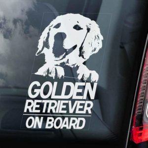 Golden Retriever - Car Window Sticker - Dog Sign - Internal Reverse Printed - V01
