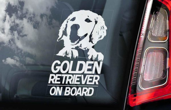 Golden Retriever - Car Window Sticker - Dog Sign - Internal Reverse Printed - V01