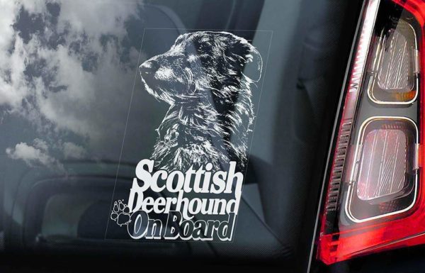 Scottish Deerhound - Car Window Sticker - Dog Sign - Internal Reverse Printed - V01